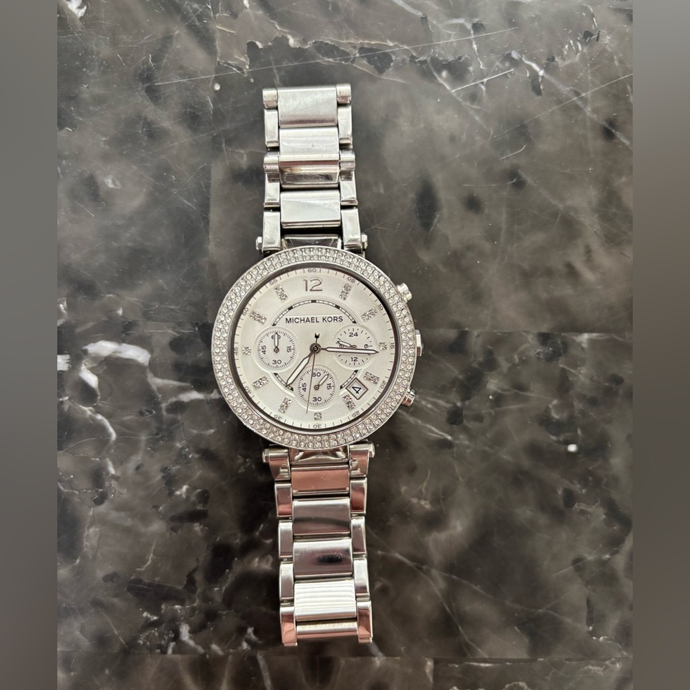 Michael Kors Parker Silver Crystal Accent Chronograph Watch MK5353
